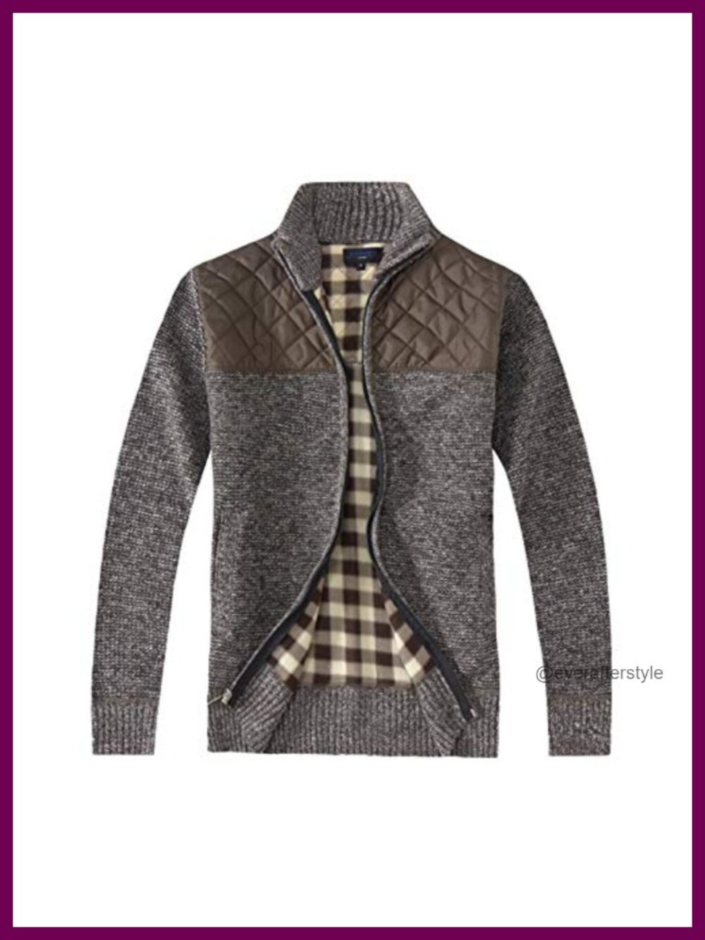 Men's Lined Full Zip Cardigan Sweater Knit Flannel Lined Warm Layer